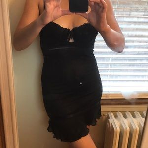 Sexy night slip, black w/lace, sophie b., sz L
